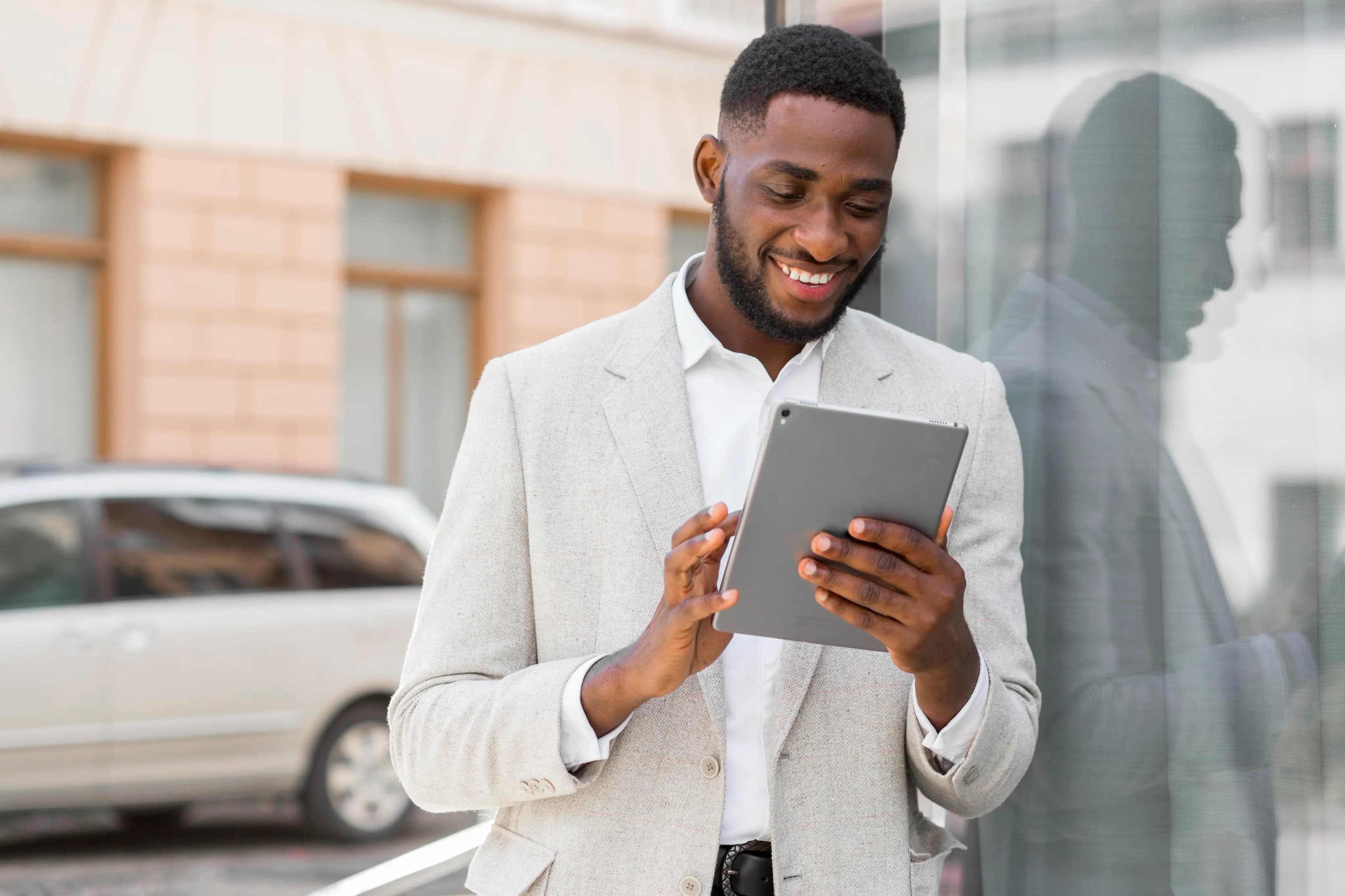 Business professional using tablet