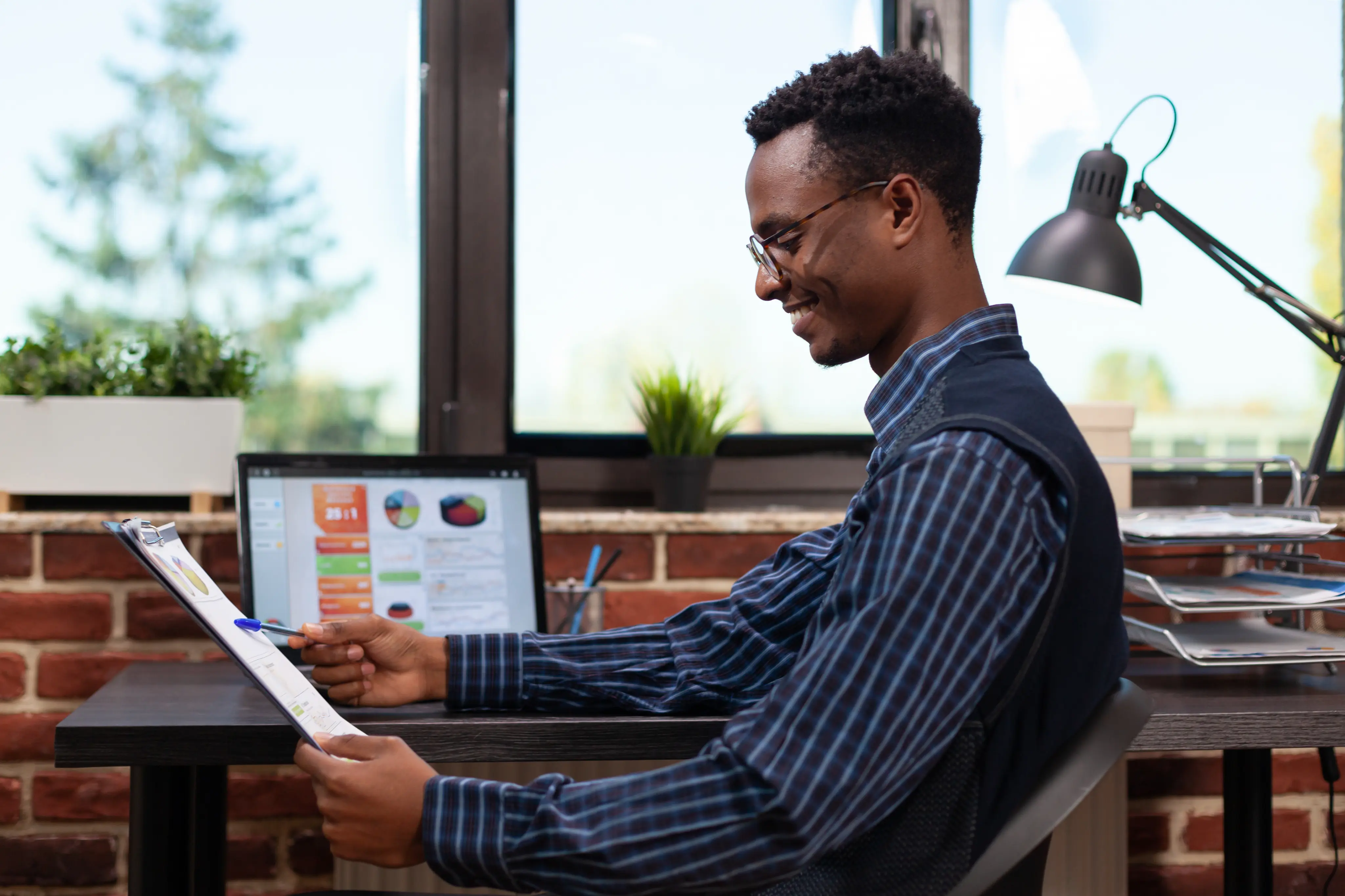 Business professional using tablet